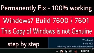 Windows 7 Build 76007601 This Copy of Windows is not Genuine permanently fix  100 working [upl. by Noak]