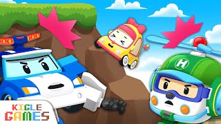 Help Hang on the edge of a Cliff  Rescue Play  Poli Game  Robocar Poli  KIGLE GAMES [upl. by Khalin]