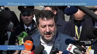 Discorso di Zelensky al Parlamento Matteo Salvini lancia una frecciatina a Draghi quotHo [upl. by Eelesor463]