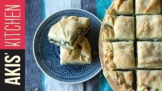 Greek Spinach Pie Spanakopita  Akis Petretzikis [upl. by Aivatra645]