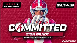 WATCH Zion Grady commits to Alabama Crimson Tide LIVE on 247Sports [upl. by Amzu906]