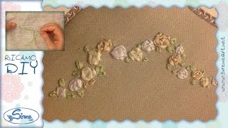 Tutorial Ricamo ❤ Rosellina in raso con foglia ❤ [upl. by Nwahshar]