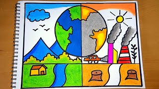 Environment Day Drawing  How to Draw World Environment Day Drawing  Save Environment Drawing [upl. by Africah]