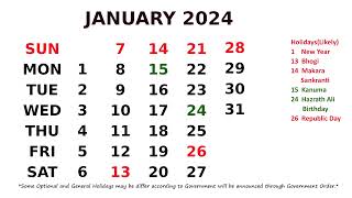 January Calendar 2024 [upl. by Seravaj]