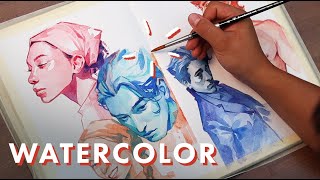 How to Paint Portraits with Just Two Colours  Watercolour Tutorial [upl. by Mauer]