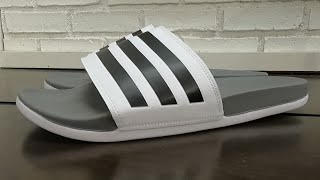 ADIDAS ADILETTE COMFORT SLIDE CLOSER LOOK ADIDAS SLIDES SANDAL SANDALS SHOES SHOPPING [upl. by Hnamik149]