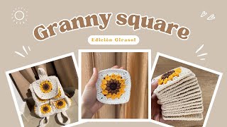 Granny Square de flor girasol🌻 a crochet  ganchillo Tutoríal paso a paso en Español [upl. by Zohara]