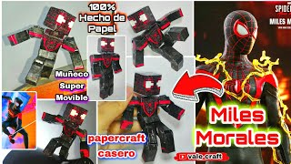 Como hacer a Miles Morales spiderman figura o muñeco de papel Minecraft movible skin papercraft [upl. by Retla]