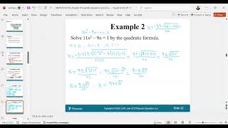 Chapter 8  Section 82 Solving Quadratic Equations by Quadratic Formula [upl. by Chiquita398]