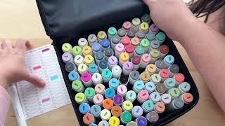 Alcohol Markers Set 100 Colors Dual Tip Chisel amp Fine Art Markers REVIEW [upl. by Alyakam]