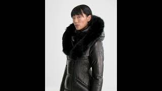 RUDSAK Shiny SHAUNA X LEATHER DOWN PUFFER Jacket WITH REMOVABLE FUR Glossy Black Women [upl. by Elaval]