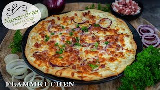 Einfacher Flammkuchen mit Quark Öl Teig Sooo lecker flammkuchen [upl. by Dumanian]