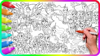 MY LITTLE PONY Coloring Pages Mix How to color My Little Pony characters Easy Drawing Tutorial Art [upl. by Ondine]