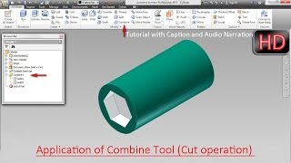 Application of Combine Tool Cut operation Autodesk Inventor [upl. by Annawoj989]