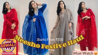 Meesho “FESTIVEWEAR” TRY ON Haul✨ Kurta Set Chikenkari kurta Set❤️ haul meesho festivewear [upl. by Aenat]