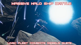 Massive Halo Space Ship Battle  UNSC Ambushes Large URF Fleet  Nebulous Fleet Command [upl. by Eimak]