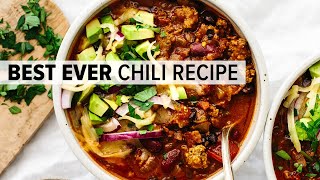 BEST EVER CHILI RECIPE  an easy beef chili bursting with flavor [upl. by Bonine]