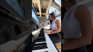 Reaction of passersby 😍 Khrystyna Soloviy  Trymai music piano reels [upl. by Gide33]