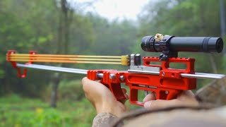 Slingshot ReviewAmazing Slingshot RifleBest Powerful Accurate Hunting Fishing Mechanical Slingshot [upl. by Sesiom410]