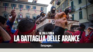 Al carnevale di Ivrea contusi e feriti durante la battaglia delle arance [upl. by Anafetse]