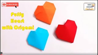 Origami Puffy Heart  3D Heart making instructions  DIY [upl. by Teri]