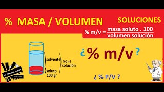 PORCENTAJE MASA VOLUMEN mv en SOLUCIÓN paso a paso EJEMPLOS RESUELTOS Masavolumen EJEMPLOS [upl. by Kikelia135]