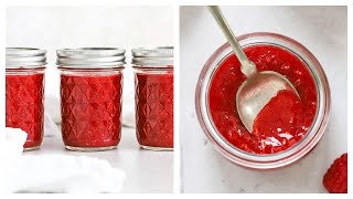 How To Make Raspberry Freezer Jam Low Sugar Recipe [upl. by Hump]