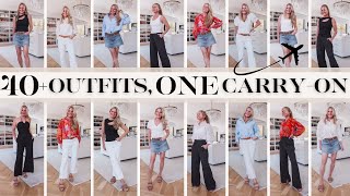 More Than 40 Outfits… Using ONLY 14 Pieces Summer Packing Pack in Carry On Travel Wardrobe [upl. by Peti280]