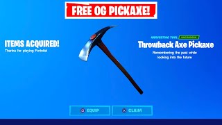 NEW Throwback Axe Pickaxe In Fortnite How To Get FREE OG Default Pickaxe In Fortnite [upl. by Leen]