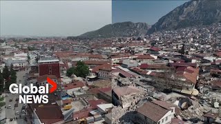 Before and after Drone video of Turkeys Hatay shows earthquakes scale of devastation [upl. by Quar374]