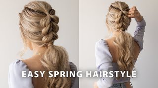 EASY BRAIDED PONYTAIL HAIRSTYLE SPRING 🌷 Wedding Bridal Long Hair [upl. by Nadab602]