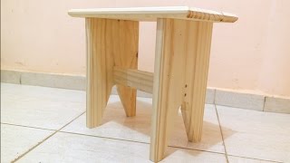 DIY Como fazer Banquinho de madeira How to make Small Wooden bench [upl. by Herahab159]