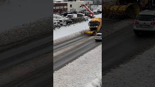 Snowplow clear the slush of road shorts volvo truck snow winter [upl. by Adnilema407]