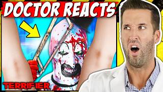 ER Doctor REACTS to CRAZIEST Terrifier Injuries [upl. by Ahsaele]