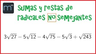 Sumas y restas de radicales no semejantes Secundaria [upl. by Singleton120]