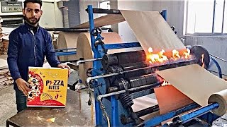 Mass production of corrugated box for pizza in a Local Factory Using Paper Rolls [upl. by Mercer]