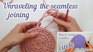 YOU ASKED ME A LOT about it  How to unravel the seamless joining  Crochet with Tshirt yarn [upl. by Llevol]