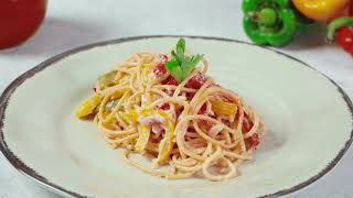 Receta Spaghetti a la peperonata  Toscana [upl. by Magas]