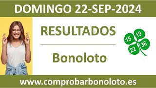 Resultado del sorteo Bonoloto del domingo 22 de septiembre de 2024 [upl. by Novyert]