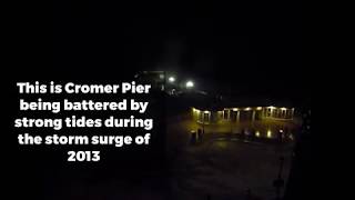 Waves batter Cromer Pier during Storm Surge [upl. by Oiled]