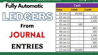 ✅Create LEDGER From JOURNAL Entries with EXCEL Formula 🔥 learning Center [upl. by Nancey]