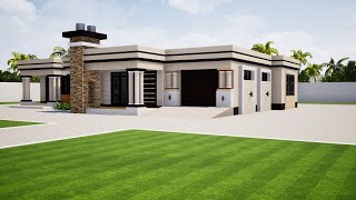 Flat roof house design  3 Bedroom  192m x 161m Low cost [upl. by Aiotal360]