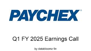 Paychex Inc Q1 FY 2025 Earnings Conference Call [upl. by Hammock]