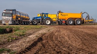 Slurry spreading with New Holland T8350  Veenhuis tanker  Moorlag  2022 [upl. by Arahs]