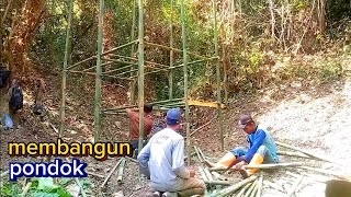 survival membangun shelter panggung dari bambu di hutan belantaraberkemah [upl. by Akirehc]