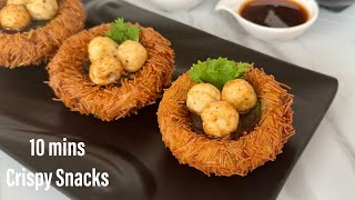 Unique 10 mins Crispy Birds Nest Snack  New Evening Snacks Recipe  Easy and Quick Teatime Snacks [upl. by Jovi]