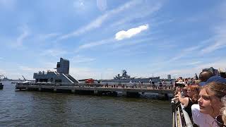 USS New Jersey Firing Saluting Gun while Approaching the Pier in Camden [upl. by Konrad]