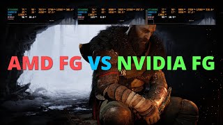 God of War Ragnarök AMD FG vs NVIDIA FG [upl. by Jillie]