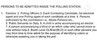 Presiding Officers Duty Only the following persons to be admitted in the Polling Station [upl. by Lymn]