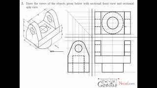 Engineering Drawing Tutorials  Orthographic Drawing with Sectional Front amp Side view T 72A [upl. by Sotnas136]